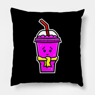 Cute and Cold Ice Slushie in Pink Strawberry Flavour with a Scarf - Pink Slushy Pillow