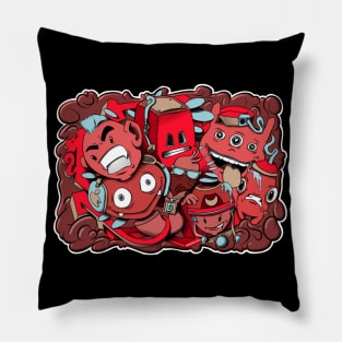 Red and Blue graffiti cartoon characters Pillow