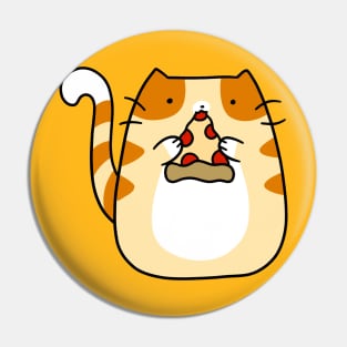 Tabby Cat Eating Pizza Pin