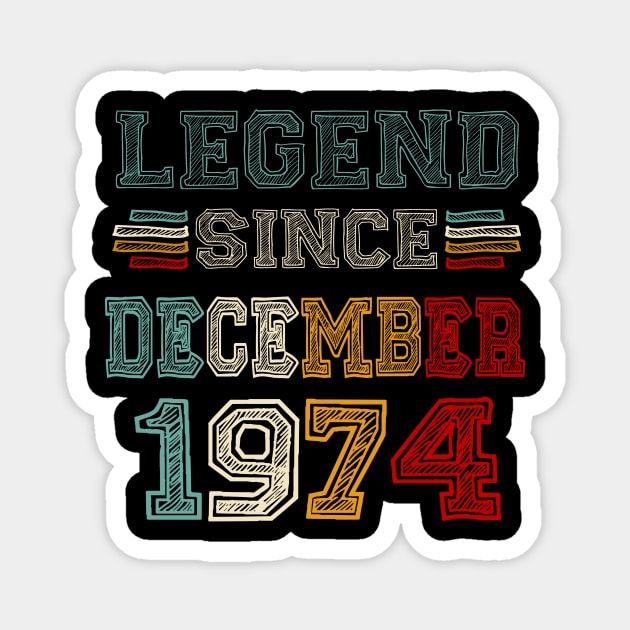 49 Years Old Legend Since December 1974 49th Birthday Magnet by Red and Black Floral