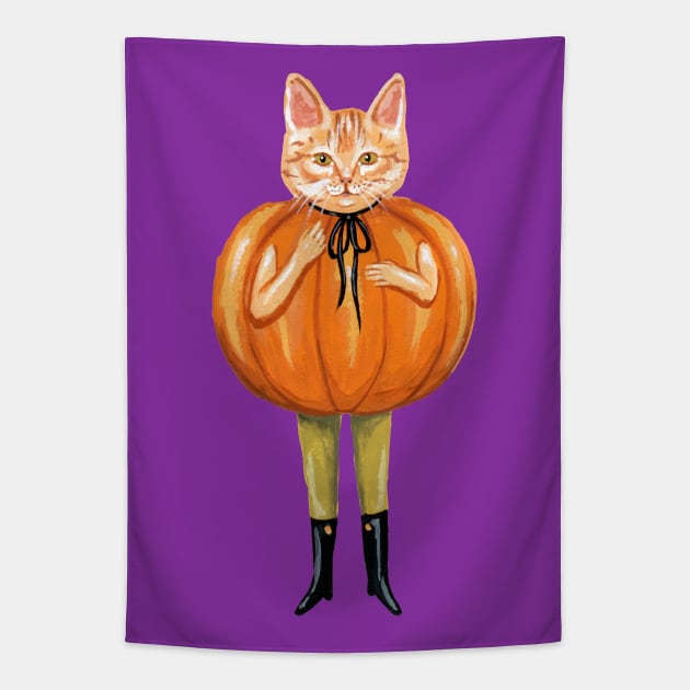 Pumpkin cat Tapestry by KayleighRadcliffe