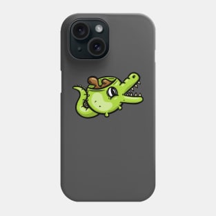 Crocodile alligator Coffee Cup Cartoon Illustration Phone Case