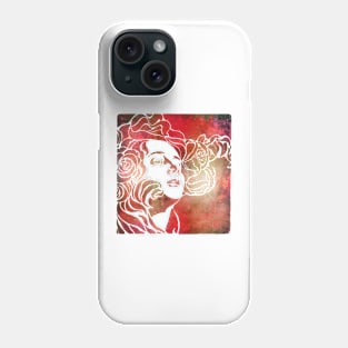 Girl With Hair Of Roses In Fire Phone Case