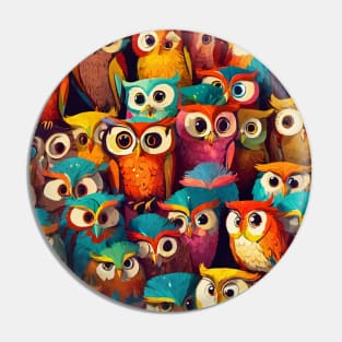 Owls Collage Colorful Cute Pin