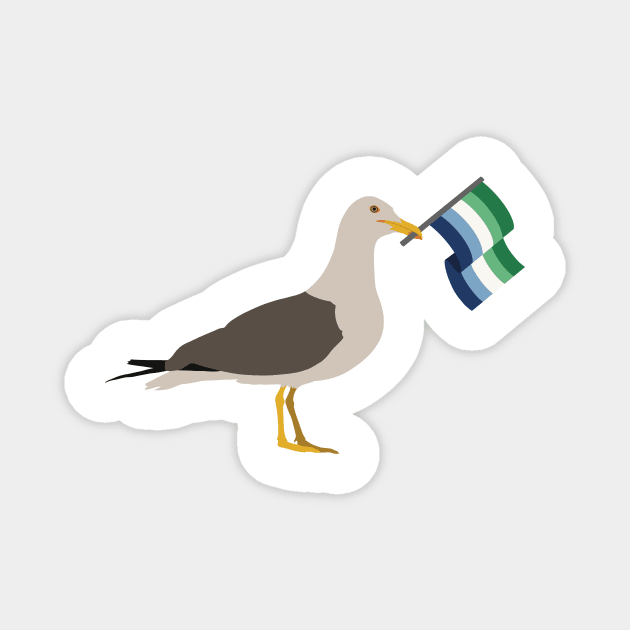 Seagull Holding Gay Male Pride Flag Magnet by JustGottaDraw