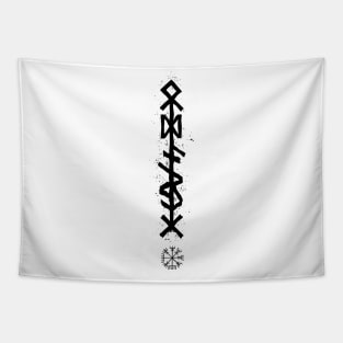 ODIN'S SPEAR - Black Bind Rune Design INK SPLAT Tapestry