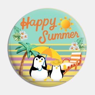 Happy Summer with penguin Pin