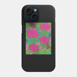 Pink and Green Tropical Foliage with Flowers Phone Case