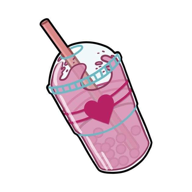 Cute sticker of pink bubble tea. by Yurapura