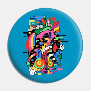 Abstract Trippy Sailor Man Cartoon Design Pin