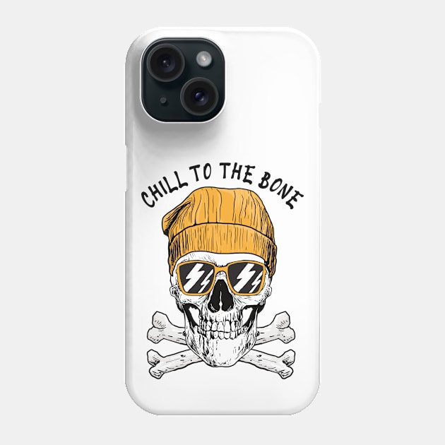 CHILL TO THE BONE SKULL - CHILLING, RELAXING, SKATE - LIGHT COLORS Phone Case by PorcupineTees