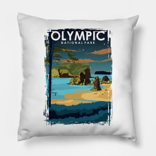 Olympic National Park National Park at Night Travel Poster Pillow