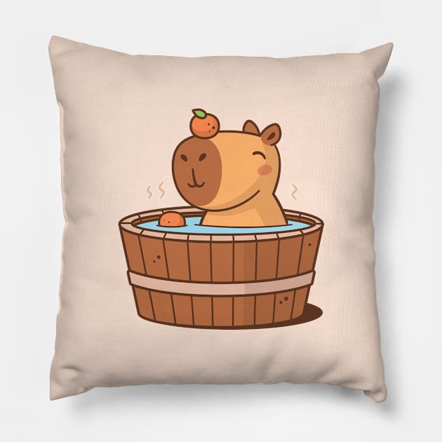 Capybara Hot Tub Pillow by zoljo