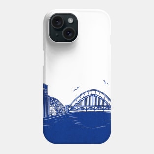 Newcastle Gateshead Quayside Linocut | Tyne Bridge | Baltic Arts | Sage Phone Case