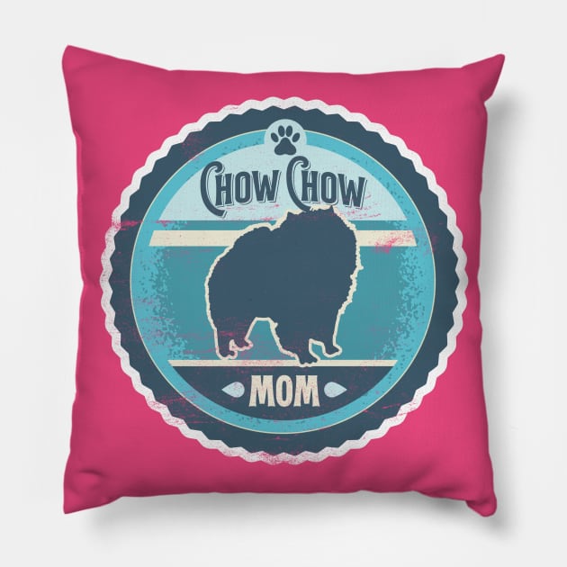 Chow Chow Mom - Distressed Chow Chow Silhouette Design Pillow by DoggyStyles