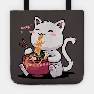 Kawaii Neko Cat Ramen Bowl Anime Otaku White Cat Tote