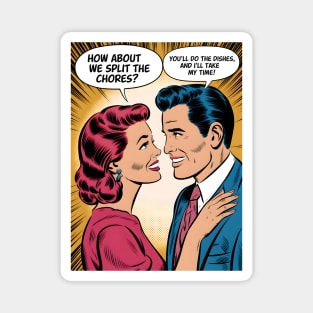 Household Chores Vintage Retro Comic Magnet