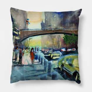 Cityscape painting Pillow