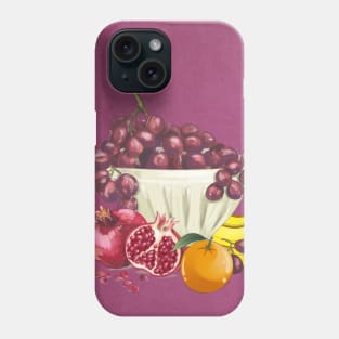 A pomegranate grape orange banana fruit bowl fruit basket Phone Case