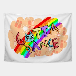 Gotta Dance Rainbow Sparkle Cat Tapestry