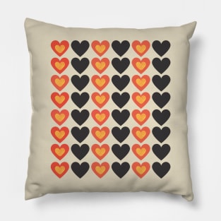 Red & Black, Multicolored Hearts Pillow