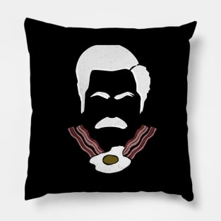 Ron Swanson Bacon and Eggs Black Shirt Pillow