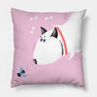 Dog. Bull terrier on a pink background. Digital Illustration Pet Pillow