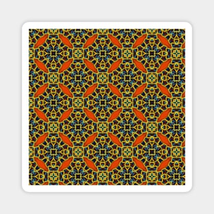 Blue, Yellow and Orange Beadwork Inspired Print Magnet