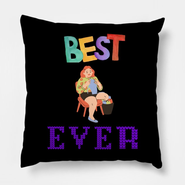 Best knitting mom ever Pillow by Drawab Designs