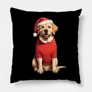 Funny Labrador Wearing Santa Father Christmas Hat Pillow