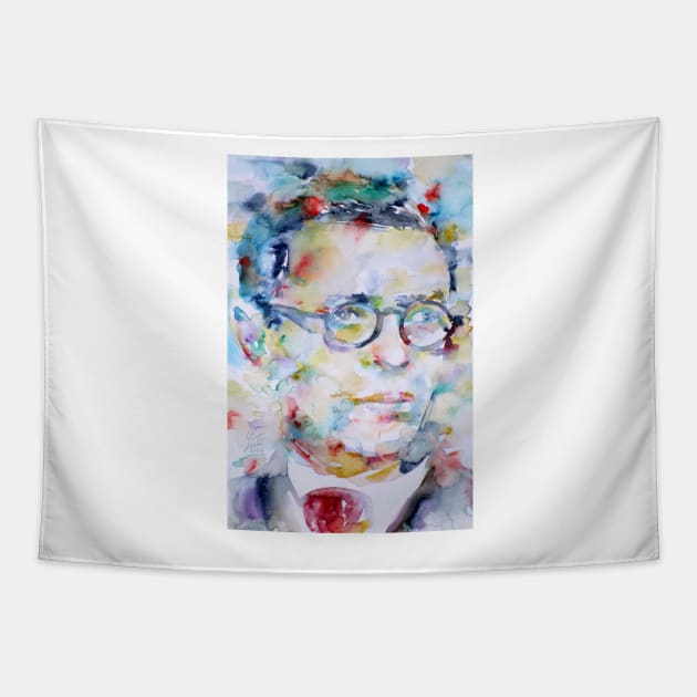 JEAN PAUL SARTRE - watercolor portrait Tapestry by lautir