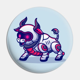 Cute Bull Robot Cartoon Pin