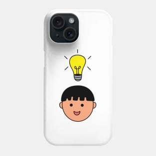 cute kid with lightbulb idea Phone Case
