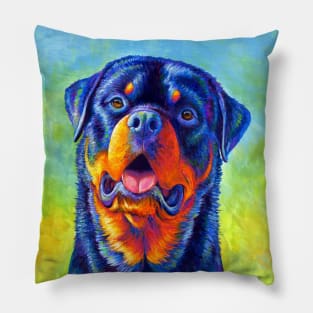 Gentle Guardian Colorful Rainbow Rottweiler Dog Pillow