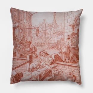 Gin Street by William Hogarth Pillow