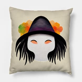 Halloween witch minimalist portrait Pillow