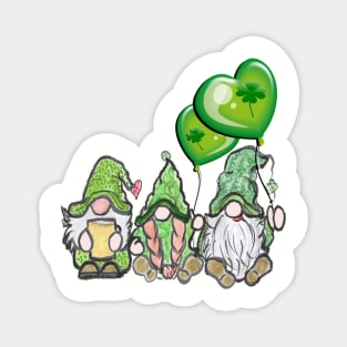 St Patrick's Day Cute Irish Lass Gnome and Shamrock Gnomes Magnet