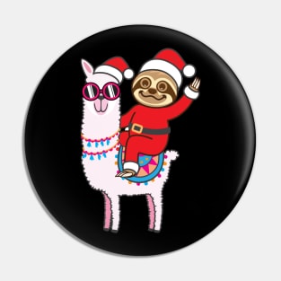 Sloth Santa Llama Pin