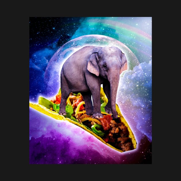 Elephant Riding Taco In Space With Rainbow by Random Galaxy