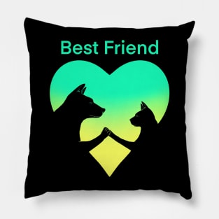 Dog and cat best friend love Pillow