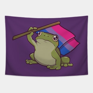 Bisexual Pride Flag-Holding Frog Tapestry