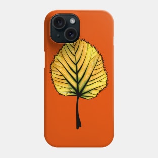 Yellow Linden Leaf On Orange | Decorative Botanical Art Phone Case