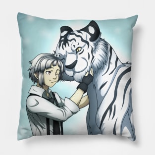 Boy with White Tiger Pillow