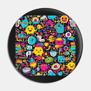 Cute Colorful Monsters and Creatures Pattern Pin