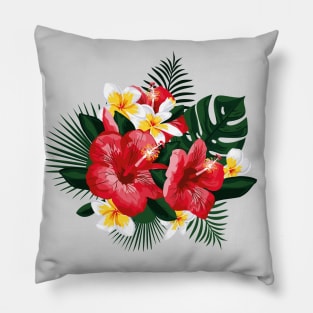 Tropical Flowers. Hibiscus and Plumeria Pillow