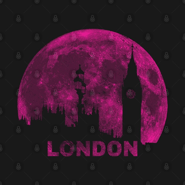 Pinkish Purple Moon London Skyline from Bridge over the Thames by PelagiosCorner