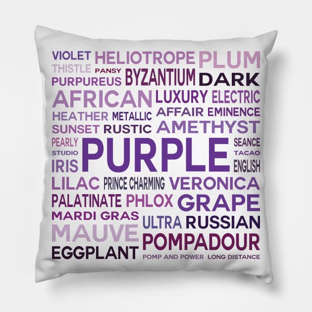 Word Cloud - Shades of Purple (White Background) Pillow by inotyler