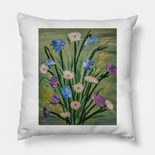 Some wild abstract mixed wild flowers Pillow