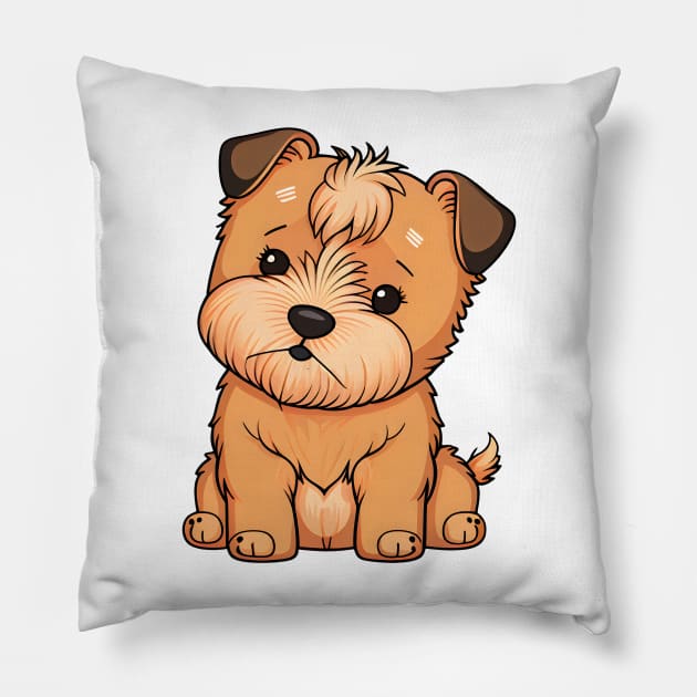 Cute Kawaii Airedale Terrier Puppy Pillow by designs4days