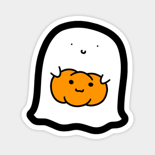 Ghost Holding a Pumpkin Magnet